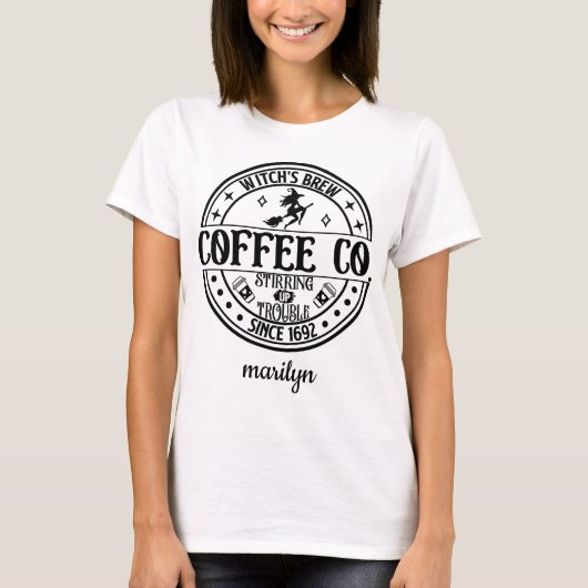Gepersonaliseerde Witch's Brew Coffee Co. T-shirt (Voorkant)