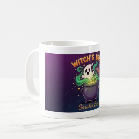 Gepersonaliseerde Witch's Brew Coffee Mok (Voorkant links)
