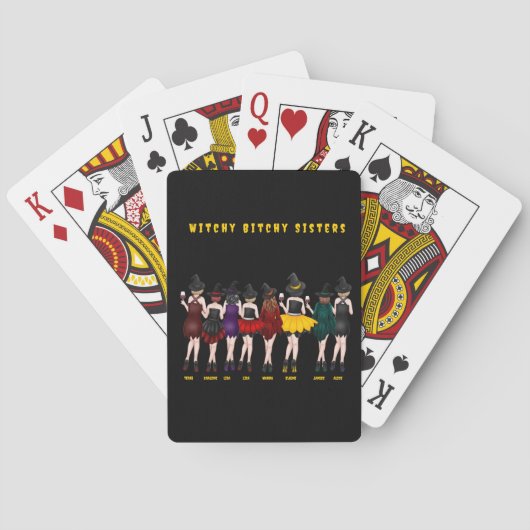Gepersonaliseerde Witchy Bitchy Sisters Pokerkaarten (Achterkant)
