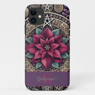 Gepersonaliseerde Witchy Poinsettia Pentagram Mand Case-Mate iPhone Case