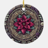 Gepersonaliseerde Witchy Poinsettia Pentagram Mand Keramisch Ornament (Achterkant)