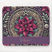 Gepersonaliseerde Witchy Poinsettia Pentagram Mand Muismat (Voorkant)