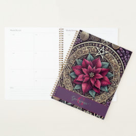 Gepersonaliseerde Witchy Poinsettia Pentagram Mand Planner