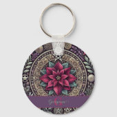 Gepersonaliseerde Witchy Poinsettia Pentagram Mand Sleutelhanger (Voorkant)