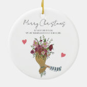 Gepersonaliseerde 'with Love'-bloemen voor beste v Keramisch Ornament (Achterkant)