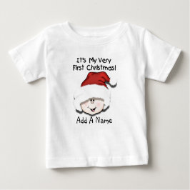 Gepersonaliseerde witte Baby eerste kerstshirt