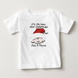 Gepersonaliseerde witte Baby eerste kerstshirt
