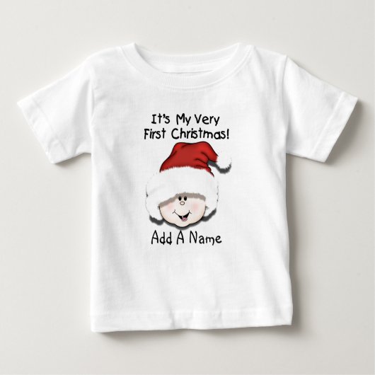 Gepersonaliseerde witte Baby eerste kerstshirt (Voorkant)