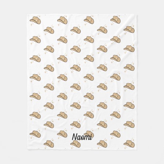 Gepersonaliseerde witte beige cowgirl rodeo patroo fleece deken (Voorkant)