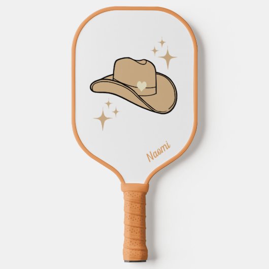 Gepersonaliseerde witte beige cowgirl rodeo patroo pickleball paddle (Voorkant)