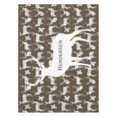 Gepersonaliseerde witte bijtende droger op bruine  tafelkleed (Voorkant)