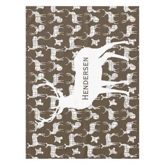 Gepersonaliseerde witte bijtende droger op bruine  tafelkleed (Voorkant)