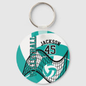 Gepersonaliseerde witte, Blauwgroen en zwarte voll Sleutelhanger (Voorkant)