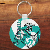 Gepersonaliseerde witte, Blauwgroen en zwarte voll Sleutelhanger (Voorkant)