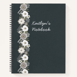 Gepersonaliseerde Witte Bloemen Notitieboek