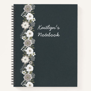 Gepersonaliseerde Witte Bloemen Notitieboek