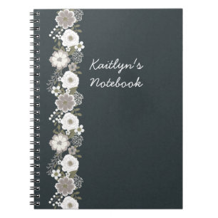 Gepersonaliseerde Witte Bloemen Notitieboek