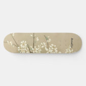 Gepersonaliseerde witte bloemen persoonlijk skateboard (Horizontaal)
