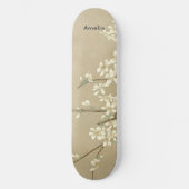 Gepersonaliseerde witte bloemen persoonlijk skateboard (Voorkant)