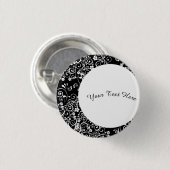 Gepersonaliseerde witte bloemenhalve maan ronde button 3,2 cm (Voorkant /achterkant)