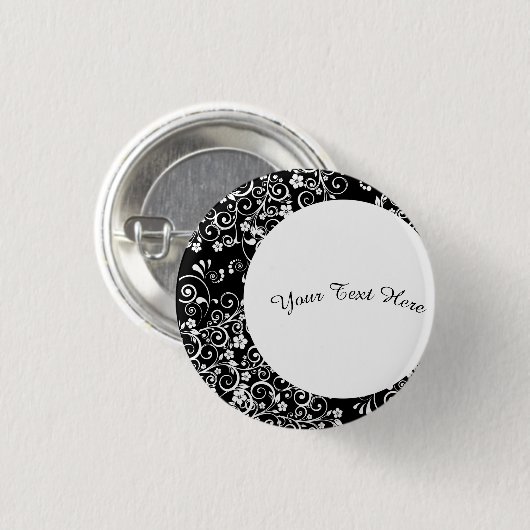Gepersonaliseerde witte bloemenhalve maan ronde button 3,2 cm (Voorkant /achterkant)