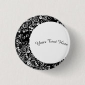 Gepersonaliseerde witte bloemenhalve maan ronde button 3,2 cm (Voorkant)