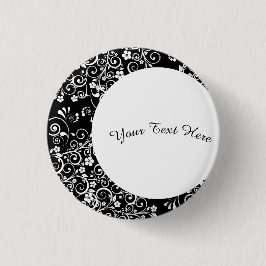 Gepersonaliseerde witte bloemenhalve maan ronde button 3,2 cm