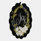 GEPERSONALISEERDE WITTE BLOEMIGE KERSTKRANS ORNAMENT KAART (Rechts)