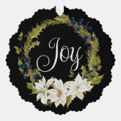 GEPERSONALISEERDE WITTE BLOEMIGE KERSTKRANS ORNAMENT KAART (Voorkant)