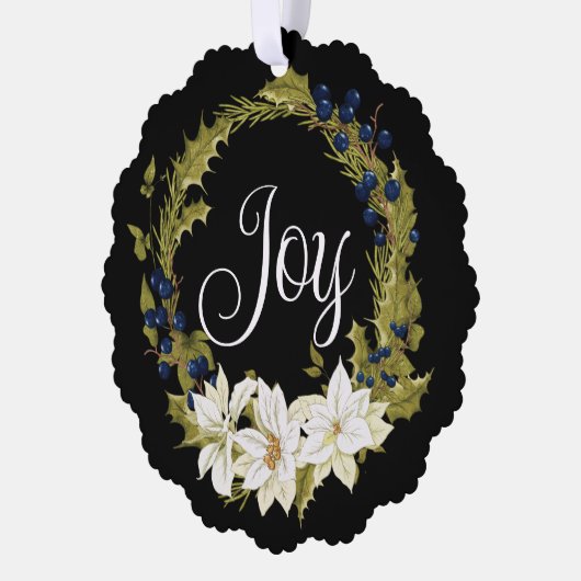 GEPERSONALISEERDE WITTE BLOEMIGE KERSTKRANS ORNAMENT KAART (Links)