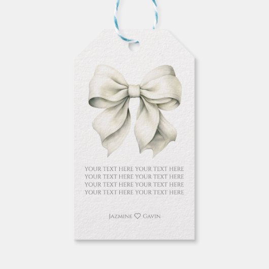 Gepersonaliseerde witte boog Vrijgezellenfeest Cadeaulabel (Achterkant)