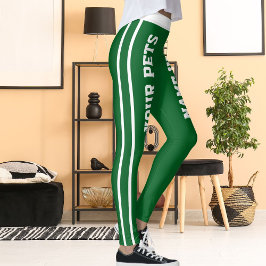 Gepersonaliseerde witte bos groene strepen Huisdie Leggings