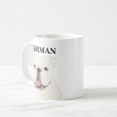 Gepersonaliseerde Witte Bulldog Koffiemok (Voorkant links)