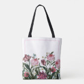 Gepersonaliseerde witte Canvas tas - Bloempatroon (Achterkant)