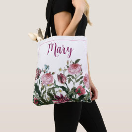 Gepersonaliseerde witte Canvas tas - Bloempatroon