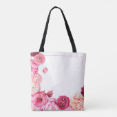 Gepersonaliseerde Witte Canvas tas - Roze pioen (Achterkant)