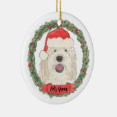 Gepersonaliseerde witte crème Doodle Kerstmis Keramisch Ornament (Rechts)