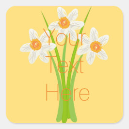 Gepersonaliseerde Witte Daffodils Tuinman Bloemist Vierkante Sticker