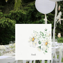 Gepersonaliseerde Witte Daisies Douche Cocktail Servet
