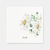 Gepersonaliseerde Witte Daisies Douche Cocktail Servet (Voorkant)