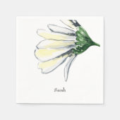 Gepersonaliseerde Witte Daisy Douche Cocktail Servet (Voorkant)