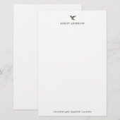 Gepersonaliseerde Witte Door rondwerpige Hummingbi Briefpapier (Voorkant / Achterkant)