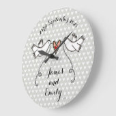 Gepersonaliseerde witte doven bruiloft Gift Acrylo Grote Klok (Hoek)