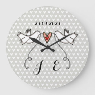 Gepersonaliseerde witte doven bruiloft Gift Acrylo Grote Klok