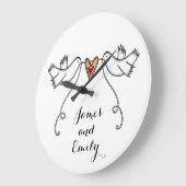 Gepersonaliseerde witte doven bruiloft Gift Acrylo Grote Klok (Hoek)
