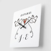 Gepersonaliseerde witte doven bruiloft Gift Acrylo Vierkante Klok (Hoek)