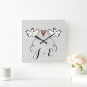 Gepersonaliseerde witte doven bruiloft Gift Acrylo Vierkante Klok (Huis)