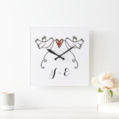 Gepersonaliseerde witte doven bruiloft Gift Acrylo Vierkante Klok (Huis)
