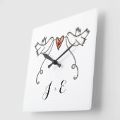 Gepersonaliseerde witte doven bruiloft Gift Acrylo Vierkante Klok (Hoek)