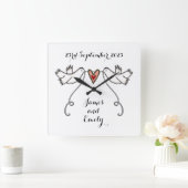 Gepersonaliseerde witte doven bruiloft Gift Acrylo Vierkante Klok (Huis)